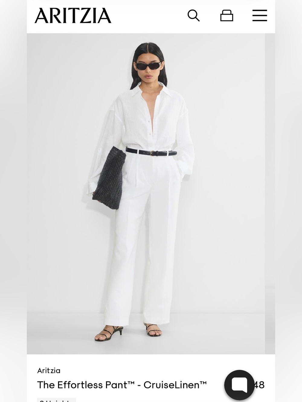 Aritzia Effortless white linen blend Cruiselinen pleated Pants 4